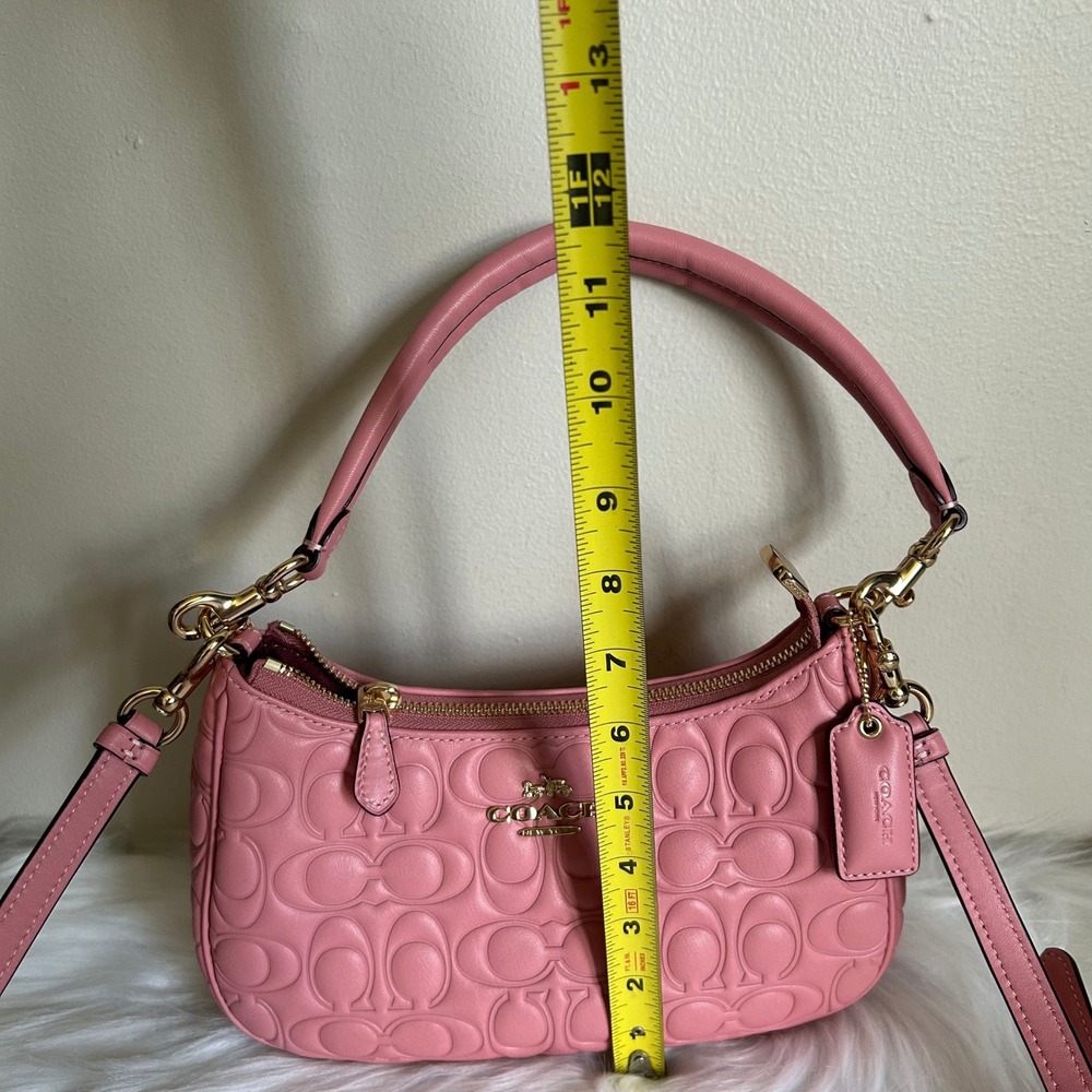 Coach Teri Pink Signature Leather Shoulder Bag Excellent - Picture 8 of 9